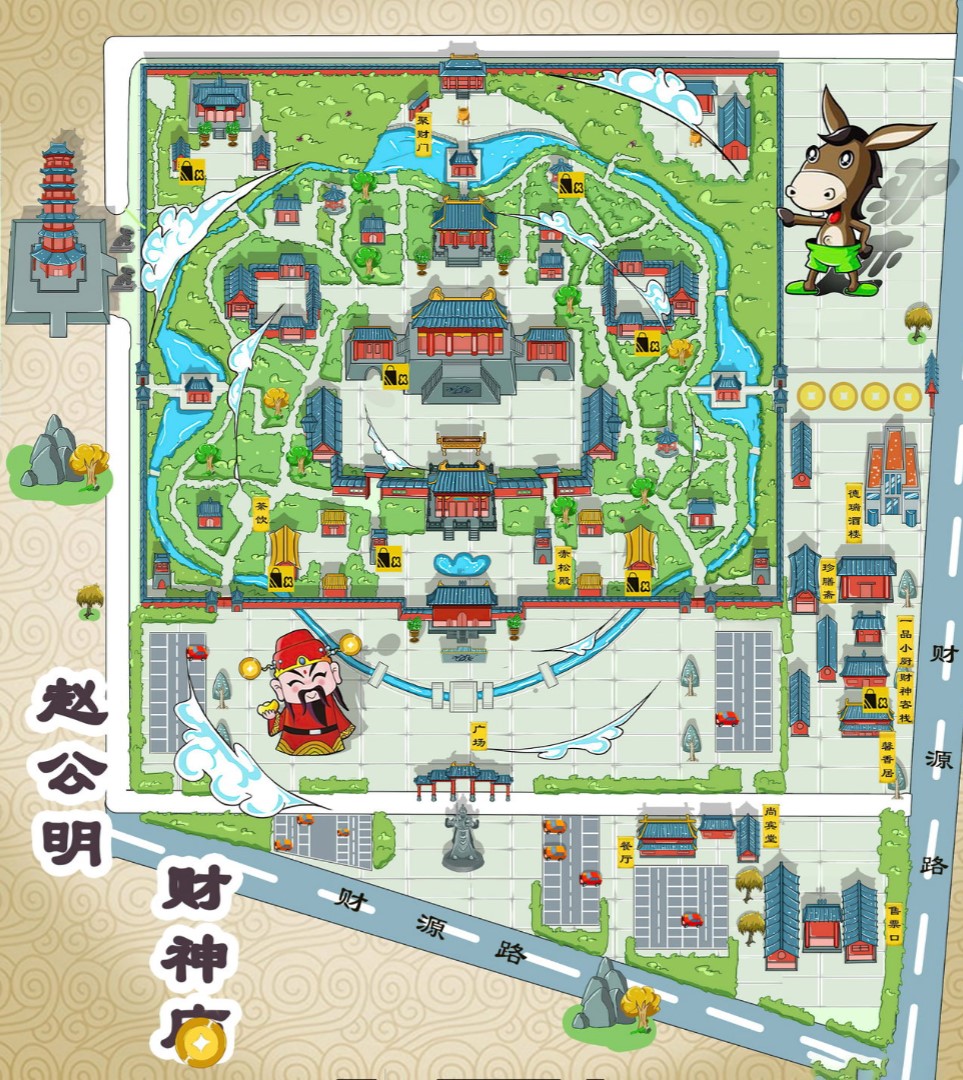 黄江镇寺庙类手绘地图